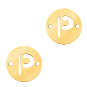 Stainless Steel - Rostfreiem Stahl Anh&auml;nger Zwischenst&uuml;ck rund 10mm Initial coin P Gold