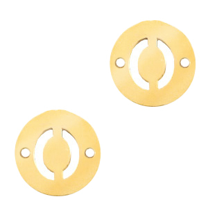 Stainless Steel - Rostfreiem Stahl Anh&auml;nger Zwischenst&uuml;ck rund 10mm Initial coin O Gold