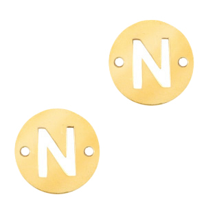Stainless Steel - Rostfreiem Stahl Anh&auml;nger Zwischenst&uuml;ck rund 10mm Initial coin N Gold