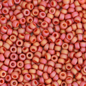 Miyuki Rocailles 11/0 Opaque glazed frosted rainbow cardinal red 11-4695