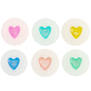 Buchstaben Perlen aus Acryl Herzen glow-in-the-dark Off white-multicolour