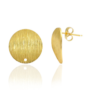 Brass TQ Metall Ohrstecker rund 15mm mit &Ouml;se Gold