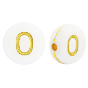 Buchstaben Perlen aus Acryl O White-gold