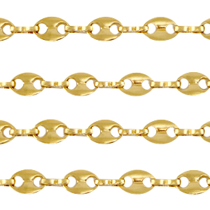 Stainless Steel - Rostfrei Stahl Schmuckzubeh&ouml;r Gliederkette puff mariner link Gold