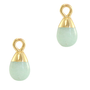Naturstein Anh&auml;nger Tropfen Ocean green-gold