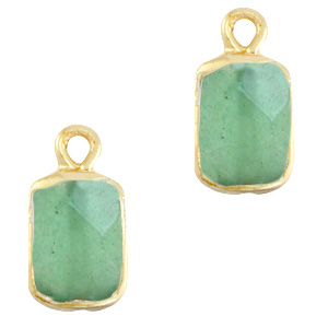 Naturstein Anh&auml;nger Rechteck Ocean green-gold
