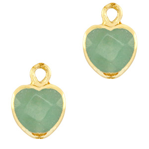 Naturstein Anh&auml;nger Herz Ocean green-gold