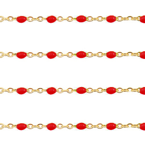 Stainless Steel - Rostfrei Stahl Schmuckzubeh&ouml;r Gliederkette 1mm Samba red-gold
