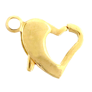 Stainless Steel - Rostfrei Stahl Schmuckzubeh&ouml;r Karabinerverschluss Herz 14mm Gold