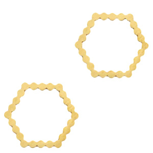 Stainless Steel - Rostfrei Stahl Anh&auml;nger/Zwischenst&uuml;ck Hexagon Gold