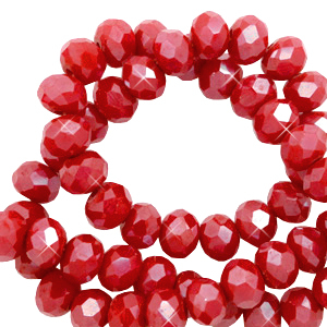 Top Glas Facett Perlen 4x3 mm rondellen Red samba-pearl shine coating
