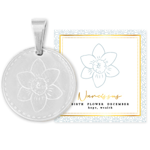 Mix & Match Anh&auml;nger aus Stainless Steel - Rostfreiem Stahl 15mm Birth flower December-Narcissus Silber