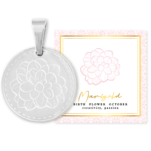 Mix & Match Anh&auml;nger aus Stainless Steel - Rostfreiem Stahl 15mm Birth flower October-Marigold Silber