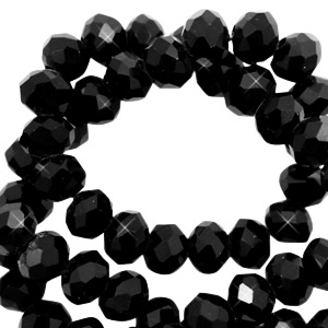 Top Glas Facett Perlen 4x3mm disc Blac-pearl high shine coating