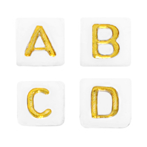 Buchstaben Perlen aus Acryl Mix Weiss-gold