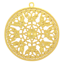 Bohemian Anh&auml;nger rund Schmetterling Gold