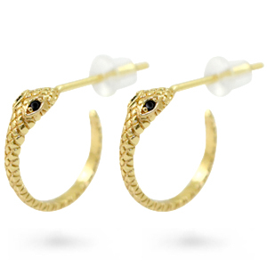 Zirkonia Ohrstecker Schlange Gold-black