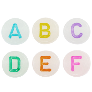 Buchstaben Perlen aus Acryl Mix Glow-in-the-dark Off white-multicolour