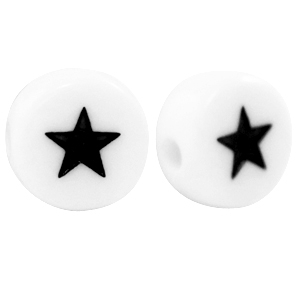 Buchstaben Perlen aus Acryl Stern White-black