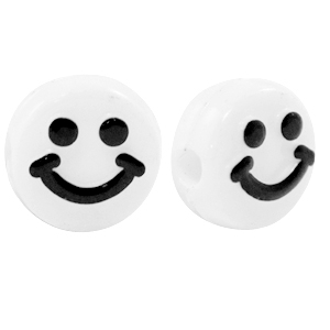 Buchstaben Perlen aus Acryl Smiley White-black