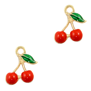 Basic Quality Metall Anh&auml;nger Kirschen Gold-red