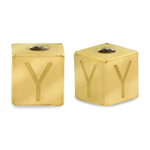 Stainless Steel - Rostfrei Stahl Perlen Buchstaben Y Gold