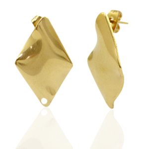 Ohrringe aus Stainless Steel - Rostfreiem Stahl Ohrstecker Rhombus mit &Ouml;se Gold