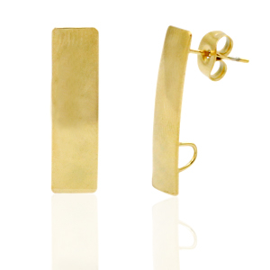 Ohrringe aus Stainless Steel - Rostfreiem Stahl Ohrstecker Rechteck mit &Ouml;se Gold