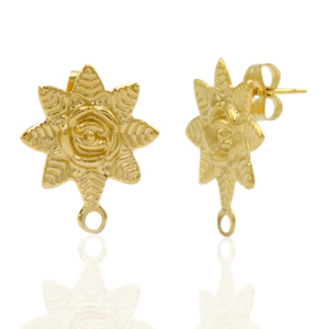 Ohrringe aus Stainless Steel - Rostfreiem Stahl Ohrstecker Blume mit &Ouml;se Gold