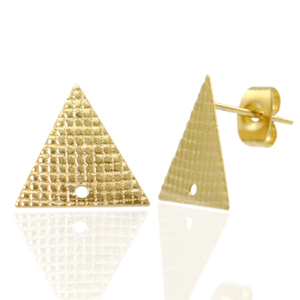 Ohrringe aus Stainless Steel - Rostfreiem Stahl Ohrstecker Dreieck mit &Ouml;se Gold