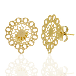 Ohrringe aus Stainless Steel - Rostfreiem Stahl Ohrstecker Bohemian Blume mit &Ouml;se Gold