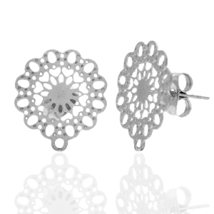 Ohrringe aus Stainless Steel - Rostfreiem Stahl Ohrstecker Bohemian Blume mit &Ouml;se Silber