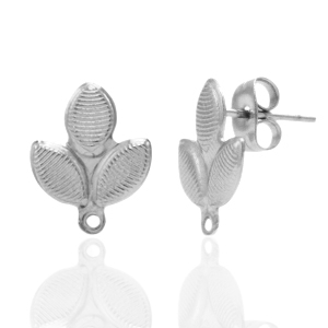 Ohrringe aus Stainless Steel - Rostfreiem Stahl Ohrstecker Blatt mit &Ouml;se Silber