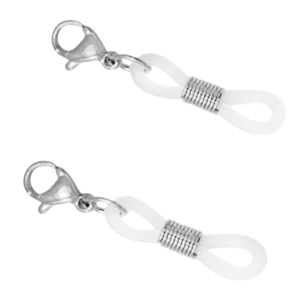 Stainless Steel - Rostfrei Stahl Schmuckzubeh&ouml;r Endst&uuml;ck Brillen Kordel mit Karabinerverschluss Silber-transparent