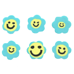 Polymer Perlen Blume Smiley Blue
