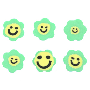 Polymer Perlen Blume Smiley Neon green