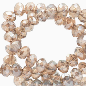 Top Glas Facett Perlen 6x4 mm rondellen Champagne beige-pearl shine coating