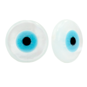 Muschel Perlen Disc Nazar Auge White