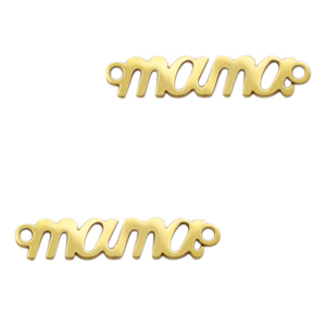 Stainless Steel - Rostfrei Stahl Anh&auml;nger/Zwischenst&uuml;ck "Mama" Gold