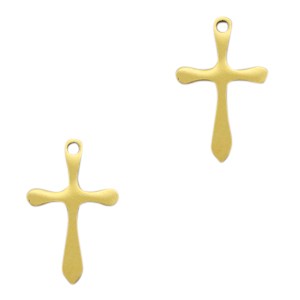Stainless Steel - Rostfrei Stahl Anh&auml;nger Kreuz Gold