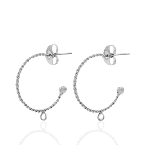 Ohrringe aus Stainless Steel - Rostfreiem Stahl Ohrstecker Creolen mit &Ouml;se Silber