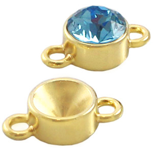 Metall Zubeh&ouml;r TQ Fassung f&uuml;r Swarovski SS39 2 &Ouml;sen Gold