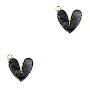 Resin Anh&auml;nger Herz Gold-anthracite