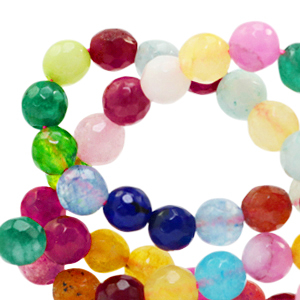 6 mm Naturstein Perlen Jade Facett geschliffen Multicolour