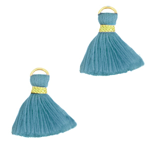 Perlen Quaste 1.5cm Gold-stone blue