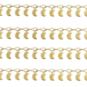 Stainless Steel - Rostfrei Stahl Schmuckzubeh&ouml;r Gliederkette Mond Gold