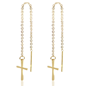 Ohrringe aus Stainless Steel - Rostfreiem Stahl Kreuz Gold