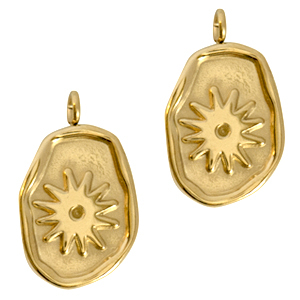 Stainless Steel - Rostfrei Stahl Anh&auml;nger Blume Gold