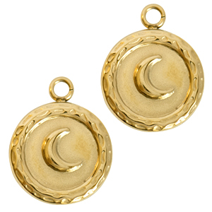 Stainless Steel - Rostfrei Stahl Anh&auml;nger Mond Gold