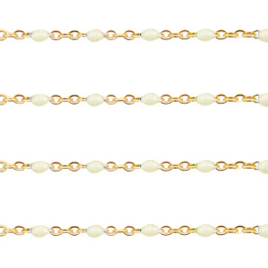 Stainless Steel - Rostfrei Stahl Schmuckzubeh&ouml;r Gliederkette 1mm Off White-gold
